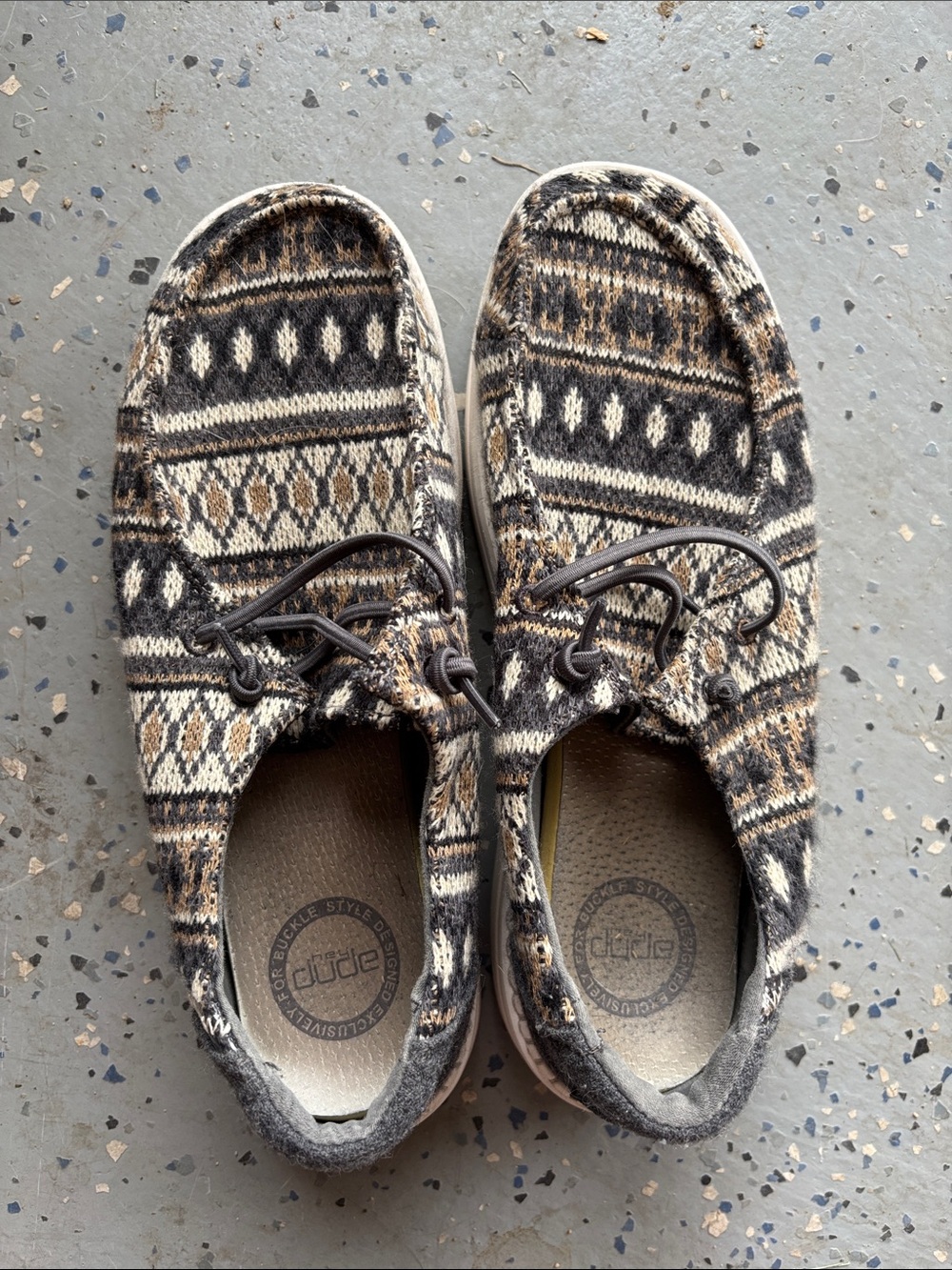 Hey Dude Patterned Knit Slip-On Sneakers in Black, Tan, Cream